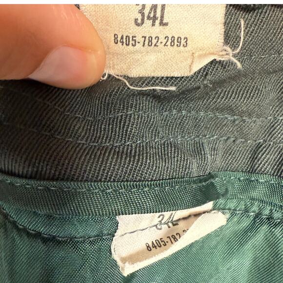 Vintage 70s Men's 44 Wool Army Green Coat with Removable Liner - Picture 11 of 11